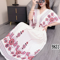 Floral-print Bohemian Cotton Silk Dress