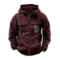 Printed Loose Zip Casual Hooded Sweatshirt