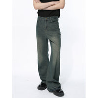 Vintage Distressed Hem Tassel Slightly Flared Jeans