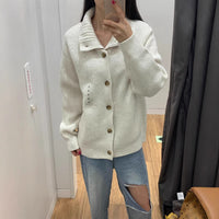 New Knitted Cardigan Long Sleeve Shufulei Loose Turtleneck Sweater Coat