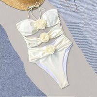 Ladies Hot Spring Three-dimensional Flower BIKINI One-piece Swimsuit