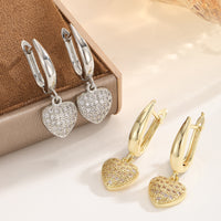 Gold Small Hoop Earrings With Zircon Inlays