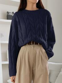 Round Neck Pure Color All-matching Trendy Sweater Top