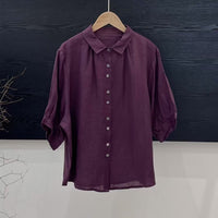 Artistic Versatile Breathable Solid Color Linen Women's Shirt