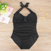 Women's Solid Color Pleating One-piece Swimsuit
