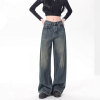 High Waist Drooping Versatile Mop Pants Wide Leg Jeans