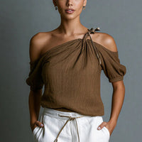 Fashionable Off-Shoulder Short-Sleeve Womens Top