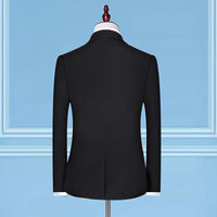 Mens Groom Wedding Suit Solid-Color Three-Piece Suit