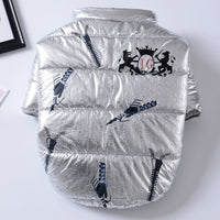Pet Cotton Coat Bright Leather Zipper Dog 2-sided Cotton-padded Coat Casual Puppy Down Coat