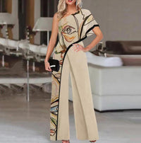 Women's Slimming Printed Fashion Color Contrast Jumpsuit