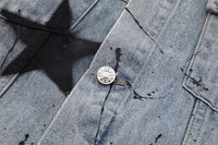 Five-pointed Star Splash Ink Patterned Denim Jacket