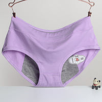 Breathable Mid Waist Solid Color Cotton Physiological Pants