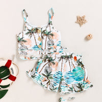 Girls' Coconut Tree Sling And Skirt Set