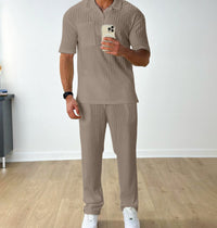 Fashion Casual Polo Short Sleeve Shirt Trousers Two-piece Set Men's Suit