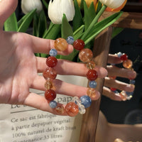 Summer Dopamine Faux Crystal Handmade Beaded Bracelet, Couple Style, Multi-Color Splicing, Skin-Brightening Versatile Hand Jewelry