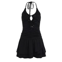 Party Lotus-leaf Design Halter Dress