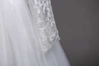 Long Sleeve Girl's Pettiskirt Lace Diamond Wedding Performance Dress