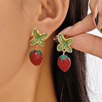 Creative Design Strawberry And Cherry Heart Earrings