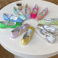 French-style Vintage Square-toe Satin Granny Shoes With A Buckle Strap