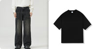Men And Women Washed-out Vintage Wide-leg Pants