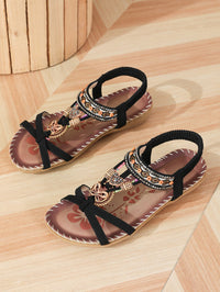 Women's Large Size Flat Bottom Flower Rhinestone Sandals