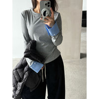 Springautumn Crew Neck Pullover Slim Fit Top