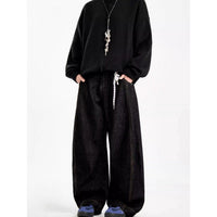 Starry Sky Pattern Saber-Style Mens Retro Loose Straight-Leg Wide-Leg Casual Trousers