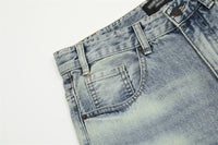 Men's Worn Washed Trousers Make Old Ripped Jeans