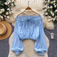 Stylish Cleverly Designed Off-Shoulder Long-Sleeve Shirt For Women