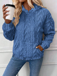 Women's Pullover Jacquard Hooded Loose Fleece Sweatshirt