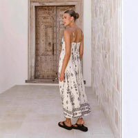 Fashionable Printed Casual Linen Sundress Skirt