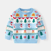 Girls' Holiday Round Neck Sweater Baby Snowman Knitted Top