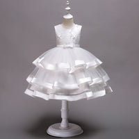 Girls Multi-Layer Puff Sleeveless Embroidered Show Dress Skirt