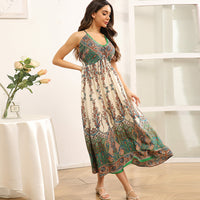 Womens Sleeveless Floral Print Slip Dress