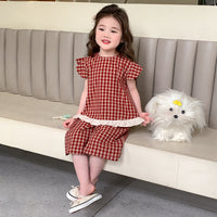 Girls' Summer Plaid Two-piece Set