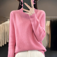 Women's Solid Color Turtleneck Knitting Pullover Long Sleeve Loose Sweater