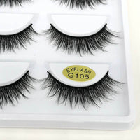 Five Pairs Of 3D Bushy Curling Slim Cross Eyelashes