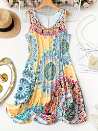 Women's Fashion Printed V-neck Sleeveless Dress
