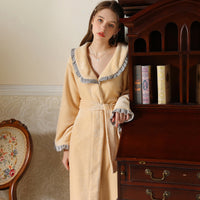Fleece-lined Extra-thick Long Bathrobesweet And Feminine Loungewear For The Home