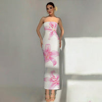 Sexy Slim Fit Printed Tube Top Bodycon Sheath Dress