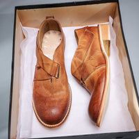 Women's Top Layer Cowhide Leather Sole Heightened Casual Large Scalp Shoes