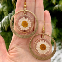 Real Embossed Gold Brass Earrings Hypoallergenic
