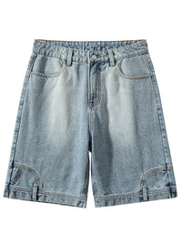 Loose Straight Bermuda Shorts Men's Blue