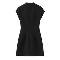 Fashionable Polka-Dot Short Dress With Bow Accent