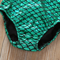 One-piece Fish Scale Swimsuit With Bow Sling