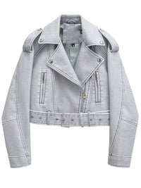 Bestselling Street-style Retro Turn-down Collar Loose Washed Jacket