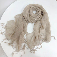 Cotton And Linen Scarf Women's Artistic Shawl Long Four Seasons Warm