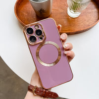 Solid Color Electroplating Magnetic Pull Ribbon Lens Protector Protection Mobile Phone Shell