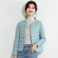 Womens Lightweight Short Crewneck Cotton Liner Jacket