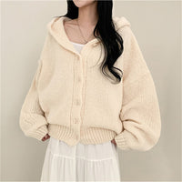 Korean Style Sweater Coat Single Row Button Knitted Cardigan